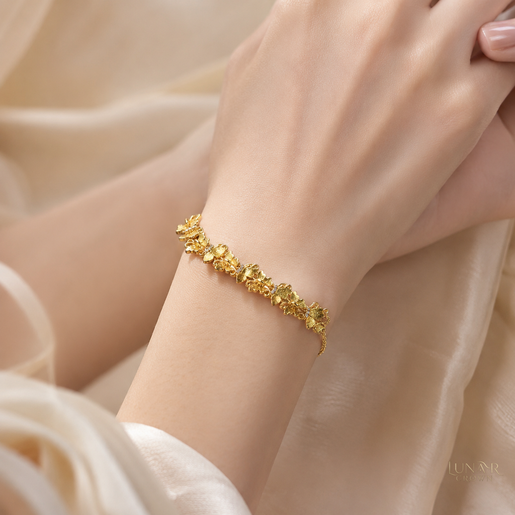 Brushed Butterfly Bracelet — Gold Tone