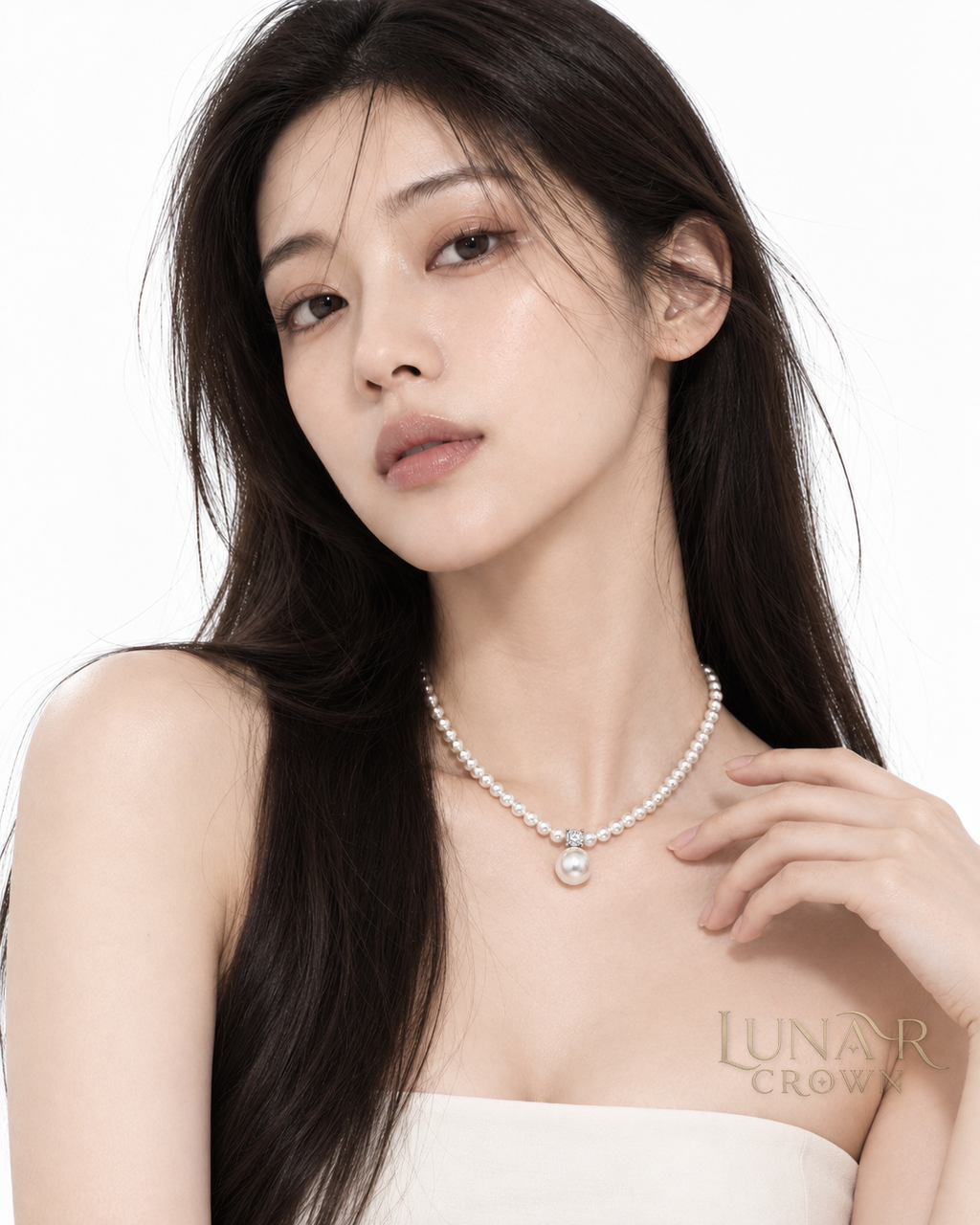 Pearl Bead Pendant Necklace — White