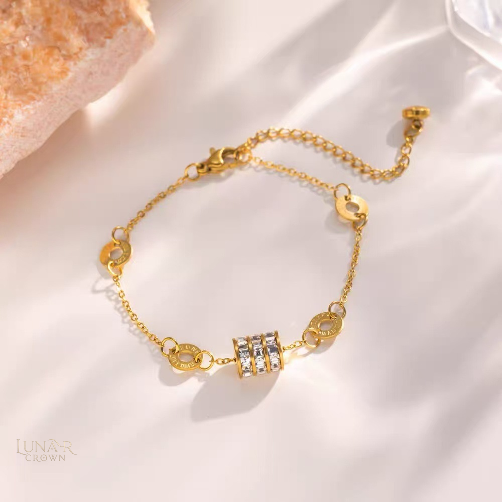 Sparkling Cylinder Bracelet — Gold Tone