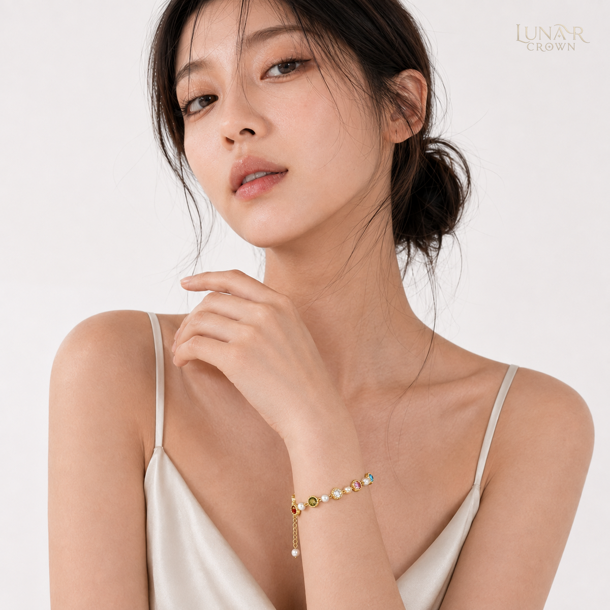 Colorful Bead Bracelet — Gold Tone