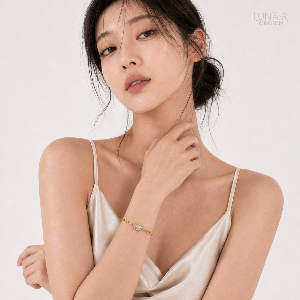 Sparkling Cylinder Bracelet — Gold Tone