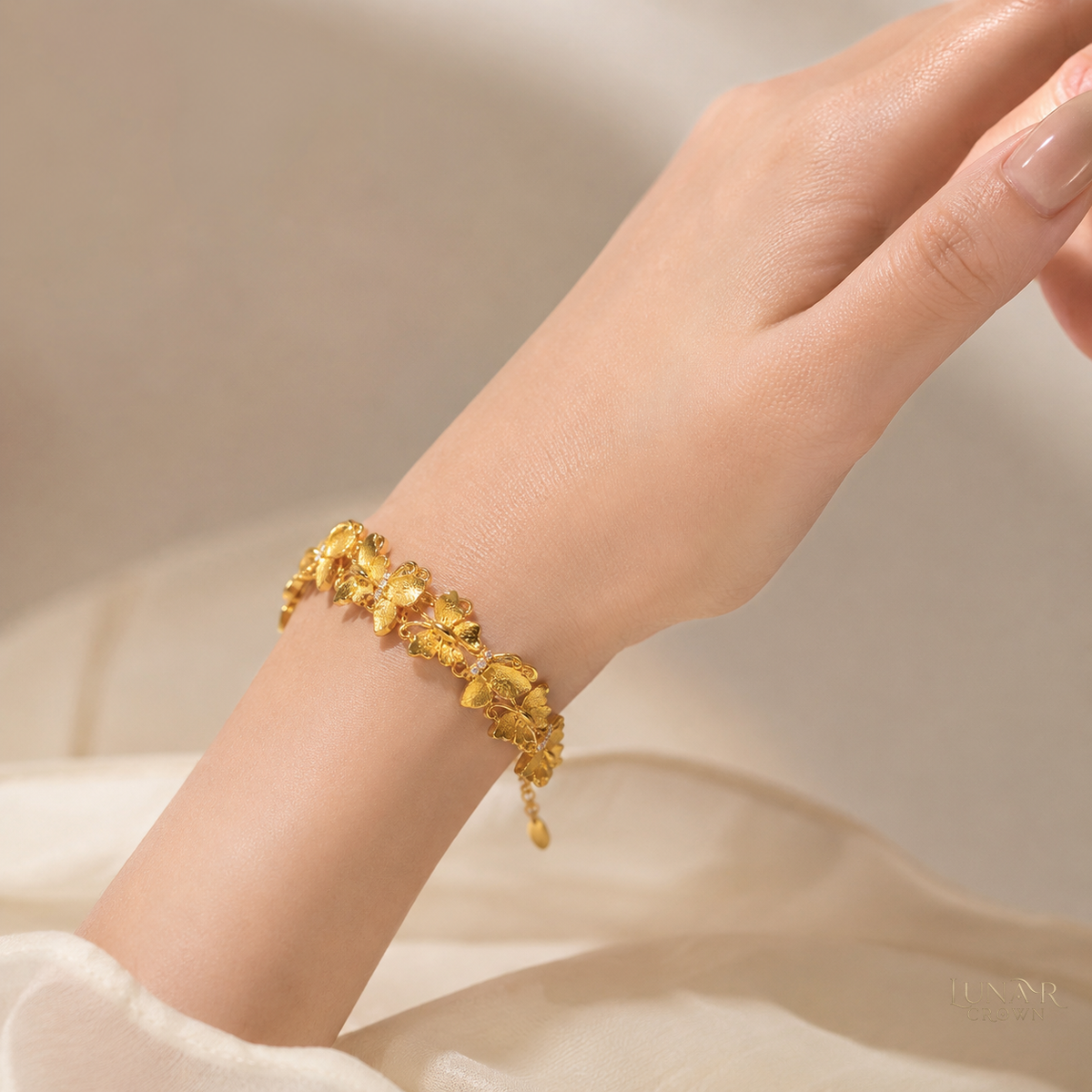 Brushed Butterfly Bracelet — Gold Tone