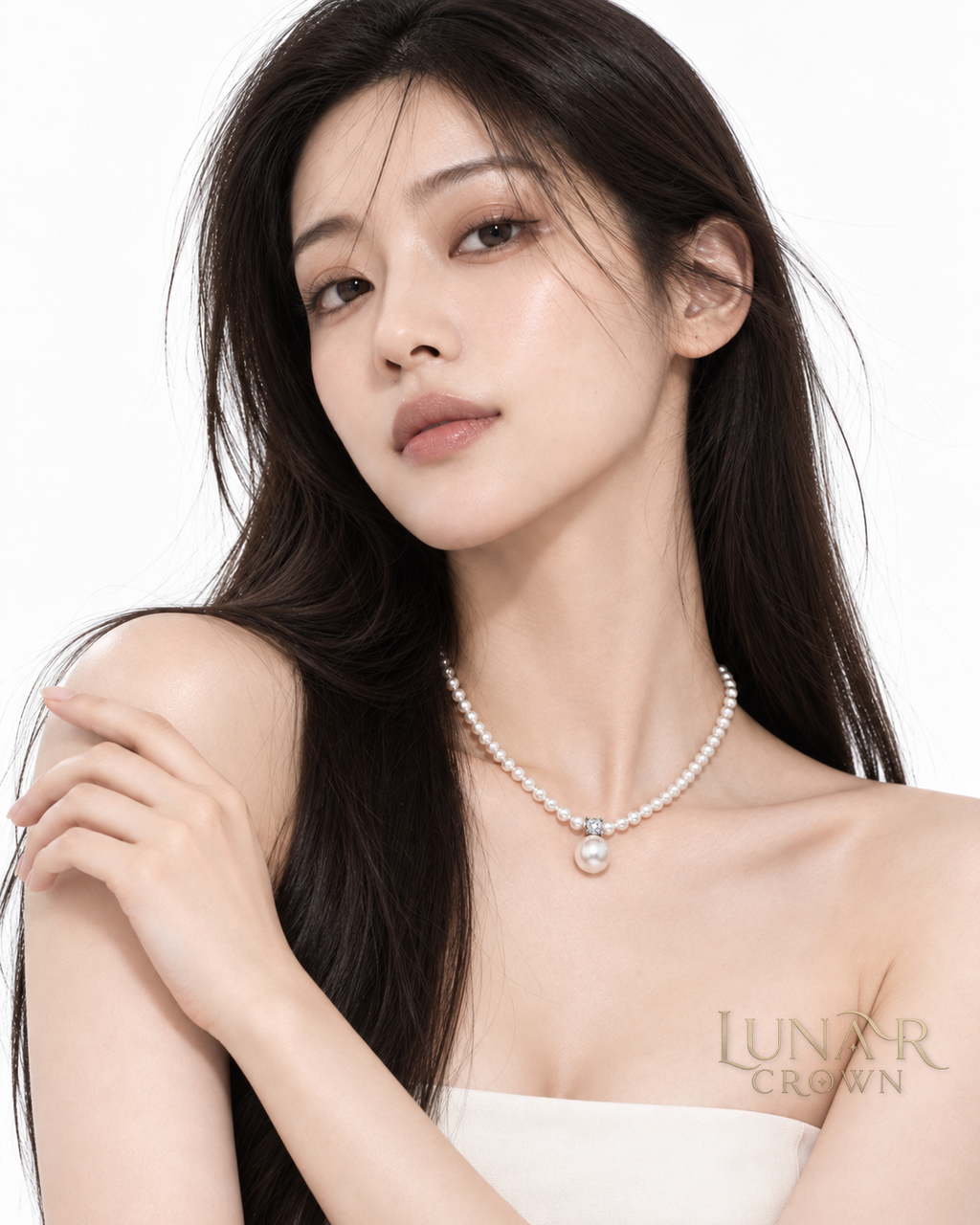 Pearl Bead Pendant Necklace — White